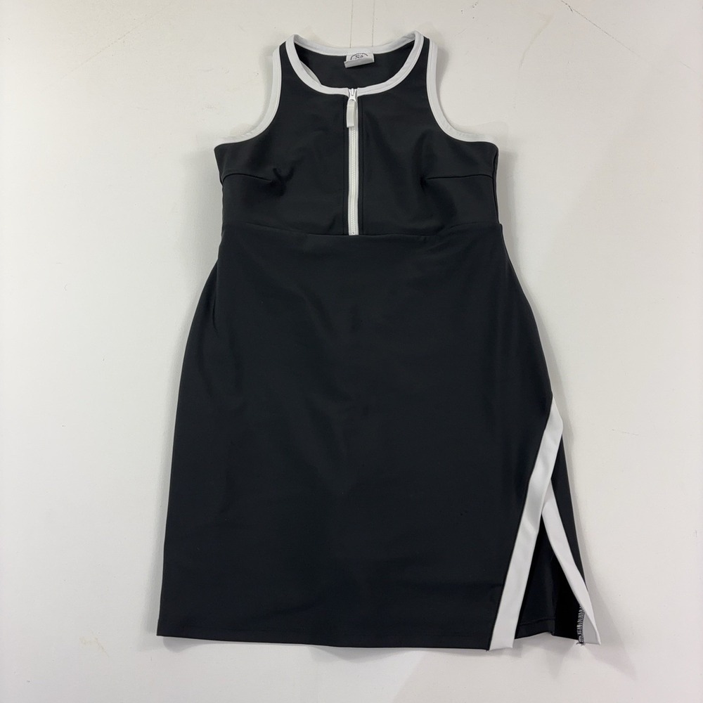 Sage Collective Dress Womens Medium Black Zip Front Tank Built In Shorts Stretch